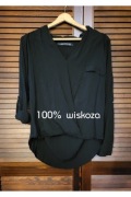 Zara czarna, kopertowa bluzka 100% wiskoza roz. M