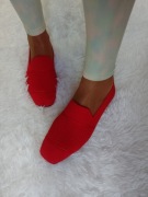 (38/40) Czerwone baleriny Dzianinowe, letnie mokasyny, NOWE 