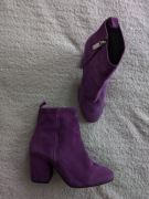 Fioletowe eleganckie skórzane zamszowe buty botki River Island 37 38 39
