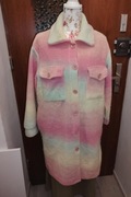 Płaszcz wełniany Made in Italy ombre róż pastelowy 42 44 