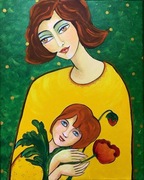 Dzień Matki Dzień Dziecka " Kwiaty dla matki" obraz akrylowy 50 x 40