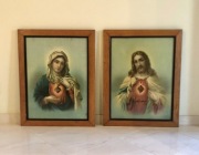 Dwa Duże obrazy w dębowych ramach -