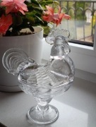 Szklany kogut prl przezroczysty Ząbkowice 