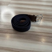 Pleciony pasek męski - granat z brązem