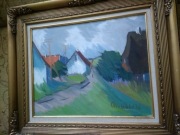 Malownicza wieś olejny obraz sygn. Arnold.W (Pedersen)