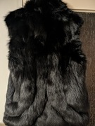 Czarna kamizelka futro naturalne z lisa 