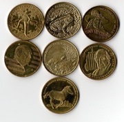 Zestaw 7 monet GN 2zł Ropucha, żółw, konik i inne.