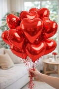Czerwone balony foliowe w kształcie serca. Walentynki,rocznica,zaręczyny