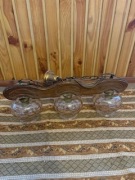 lampa drewniana wisząca trzy klosze    szkło