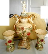 Puchar ceramiczny/ wazon plus dwa wazony rustykalne sygnowane Dipol (s)