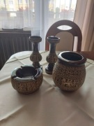 Kompleksowy zestaw ceramiczny retro PRL styl grecki antyk waza świeczniki