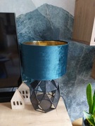 Lampa stołowa czarna z abażurem ciemna zieleń