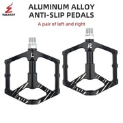 Pedały rowerowe aluminiowe Platforma - WUZEI Black Srebne końcówki 