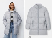 PULL&BEAR pikowany płaszcz kurtka NOWA puchowa szara ciepła zimowa S/36