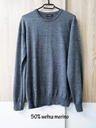 sweter, rozm. L, szary, casual, premium, klasyczny, gładki, vintage