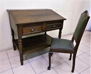 DĘBOWY SEKRETARZYK BIURKO KREŚLARSKIE