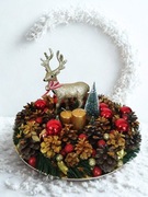 Stroik świąteczny duży renifer świeczki 