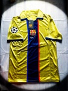 (L) Barcelona Retro Gold Away Kit Jersey Champions League Koszulka 2002/03