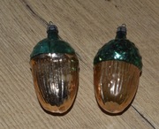 Bombki 2 sztuki  -Żołędzie -ozdoby PRL na choinkę