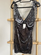 H&M Sukienka Welurowa Nowa szara roz 36