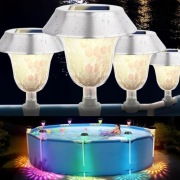 Lampy Solarne do basenu trampoliny i ogrodu RGB i ciepła biel IP65 - 4 SZT.