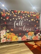 Tło fotograficzne dynie liście kwiaty FALL IN LOVE