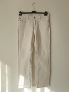 Białe spodnie,wysoki stan, szeroka nogawka, r. 40