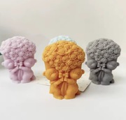 MISIE z BUKIETEM RÓŻ Walentynki forma silikon 11*9 do Wosku Świec Odlewów 