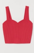 H&M czerwony crop top serduszko prążki  S