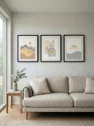 Zestaw 3 plakatów boho do salonu sypialni 30x40 abstrakcja beżowe
