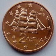 GRECJA  2015 2 CENTY UNC !!!!!!!!!!