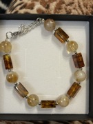 Bransoletka bursztyn z cytrynem lub turkusem 