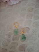 Kolczyki handmade ze stali nierdzewnej z naturalnych kamieni awenturyn 