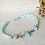 Makramowa bransoletka z Larimarem. Rękodzieło 