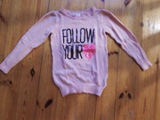 sweter dziewczęcy H&M 134 różowy