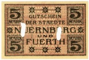 NUERNBERG u. FURTH 5 Mk. 23.10.1918 - piękny - Rzadkość !!!