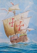 Statek na morzu - akwarela