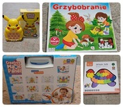 Zestaw 4 gier - Grzybobranie, CREATIVE, Puzzle 3d , Pop it PIKATHU elektron
