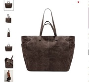 Ochnik torba shopper bag hobo duża skóra zamsz brązowa czekoladowa