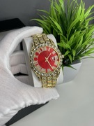 Złoty regulowany zegarek ICE 42mm z czerwoną tarczą