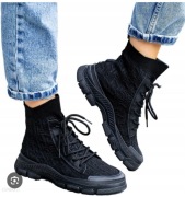 Trampki wysokie czarne elastyczne