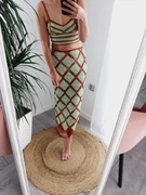 Zestaw pistacjowym zara szydelko top spodnica 38M nowe