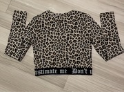 H&M Divided bluzka crop top w panterkę z długim rękawem nowa bez metki