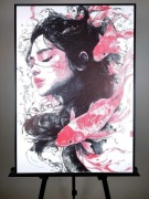 Obraz A2 Kobieta z rybami w chińskim stylu