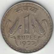Indie 1 rupia 1977 B - 28 mm - Bombaj