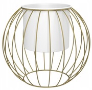 Kwietnik wazon kula na kwiaty 35 cm złoty z białą donicą. 