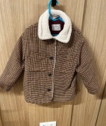 Zara płaszczyk kurtka futerko 122 7l bordowy modny jesień kratka