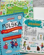 2 kolorowanki Gigant kolorowanka Polska miasta  Gdańsk łamigłówki mapy