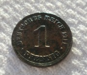 Niemcy Cesarstwo Wilhelm II 1 pfennig fenig 1911 D München Bawaria KM# 10