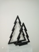 Zestaw choinek z drewna dębowego, wys. 50 cm i 38 cm, kolor czarny